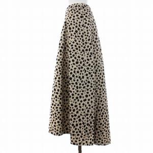 IENA VERMEIL per iena 20SS フレアスカート ロング ヒョウ柄 レオパード 38 M アイボリー 黒 ブラック