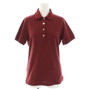 ポロシャツ ハーフボタン 半袖 ロゴボタン M ボルドー
