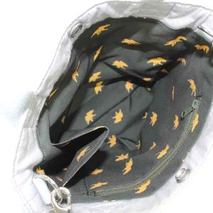 HUNTING WORLD ショルダーバッグ ハンドバッグ トートバッグ 2way キャンバス ロゴプリント ライトグレー
