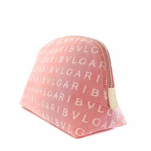 BVLGARI マルチポーチ キャンバス ロゴマニア ピンク