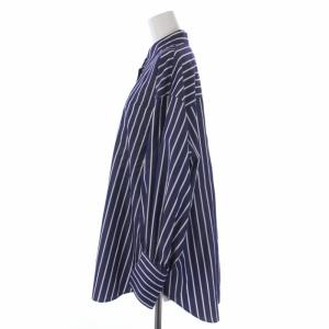 JOURNAL STANDARD 23AW CPポプリンターンナップカフシャツ ブラウス 長袖 ストライプ柄 F 紺 ネイビー 白 ホワイト 23050400905030