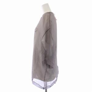 N°21 Tシャツ カットソー 半袖 クルーネック ロゴ シルク S 白 ホワイト グレー