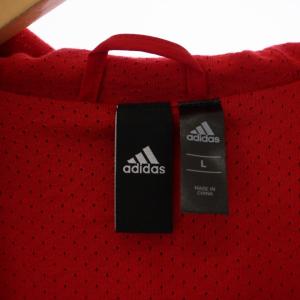 adidas パーカー ジャケット ジップアップ プリント ナイロン L 赤 レッド GG0766