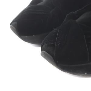 ベロアリボンスニーカー シューズ 厚底 38 25cm 黒 ブラック