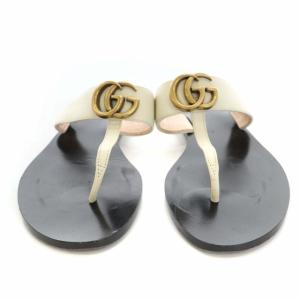 GUCCI トング サンダル インターロッキングG レザー 23.5cm ホワイト
