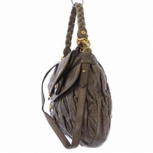 miumiu ショルダーバッグ ハンドバッグ 2WAY レザー カーキ