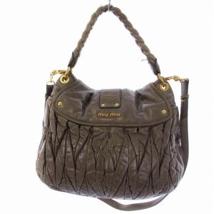 miumiu ショルダーバッグ ハンドバッグ 2WAY レザー カーキ
