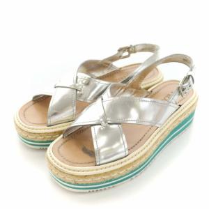 PRADA 厚底サンダル 38.5 プラットフォーム　シルバー　ゴールド PRADA 厚底サンダル 38.5 プラットフォームシルバーゴールド