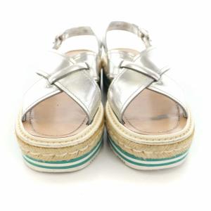 PRADA サンダル クロスストラップ 厚底 エスパドリーユ 靴 シューズ 36.5 23.5cm シルバーカラー