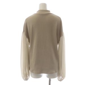 CLANE 21AW カットソー リブニット 長袖 袖切替 ボリュームスリーブ ハイネック プルオーバー 1 S ベージュ