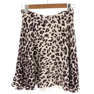 miumiu フレアスカート ひざ丈 アニマル柄 38 S 白 ホワイト 紫 パープル
