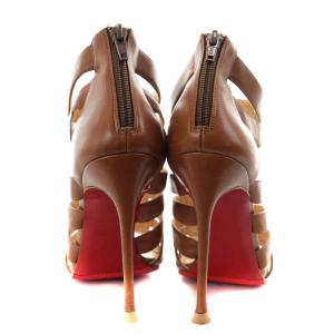Christian Louboutin グラディエーターサンダル ピンヒール レザー 39 26.0cm 茶 ブラウン