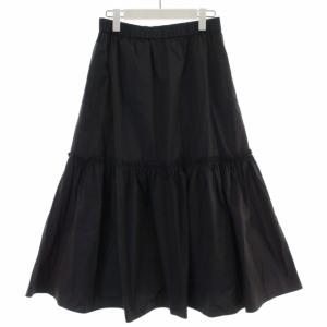 22AW メモリータフタ ギャザーティアードスカート ロング ミモレ丈 フレア 38 M チャコールグレー