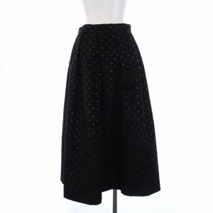 IENA IENA LA BOUCLE ドットジャガードタックスカート ロング フレア 40 L 黒 ブラック