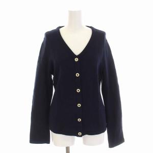 カーディガン プレッション スナップボタン Vネック 長袖 1 S 紺 ネイビー