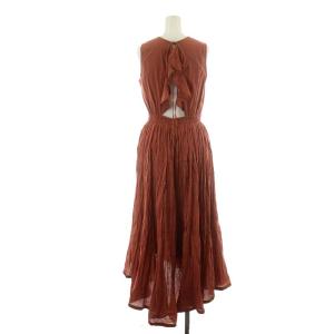 CASA FLINE linenイレヘムワンピース ミモレ ロング ノースリーブ コットン 麻混 リネン混 F ピンクブラウン 1201305060