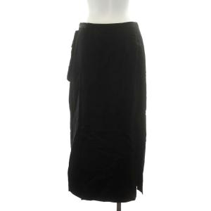 nagonstans 20AW フレアスカート ミモレ ロング ナイロン 36 S 黒 ブラック 470DA231-5520