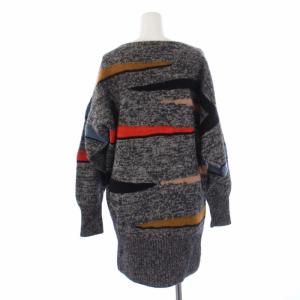 Chloe ニットワンピース チュニック 長袖 総柄 モヘヤ混 S グレー
