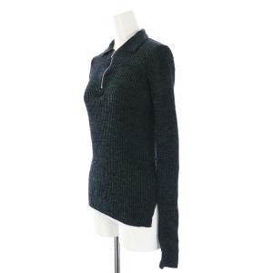 AURALEE WIDE RIB KNIT ZIP POLO ニット セーター ハーフジップ 長袖 リブ 1 M 緑 グリーン 黒 ブラック