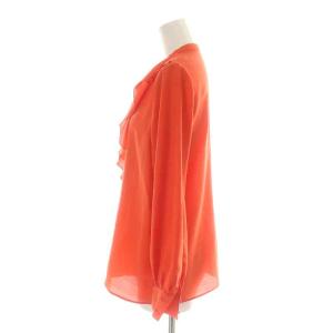 ANAYI 21SS サテンアムンゼンフリルブラウス シャツ 長袖 ノーカラー バンドカラー 36 S 赤 レッド 102127-13-770