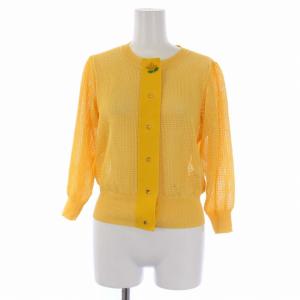 21年製 ビジュー付きニットカーディガン 七分袖 38 M オレンジ GL-118333
