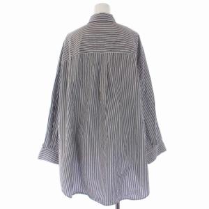 CLANE HUGE SHIRT シャツ ブラウス 長袖 ボタンダウン ストライプ柄 1 S 白 ホワイト グレー 14122-4102
