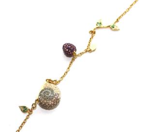 SWAROVSKI パヴェ ネックレス ペンダント フラワーモチーフ ビーモチーフ イエローゴールド アクセサリー ジュエリー