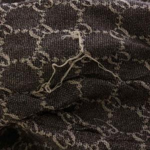GUCCI ストール マフラー GG柄 フォックスファー ウール シルク 茶 ブラウン