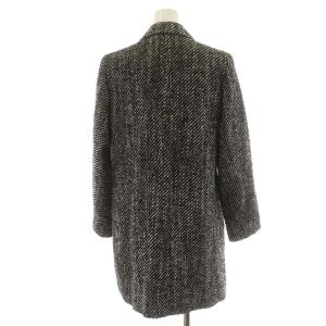 Paul Stuart チェスターコート ロング丈 ウール ツイード アウター 6 M 黒 ブラック 白 ホワイト