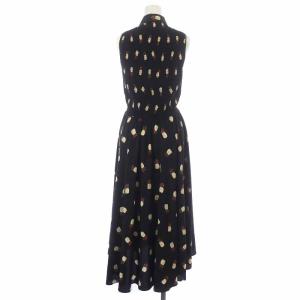 kate spade new york ワンピース マキシ ロング ノースリーブ シルク シャーリング 0 XS 黒 ブラック