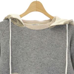 PHERROW'S パーカー プルオーバー 裏起毛 切替 長袖 XS グレー ベージュ