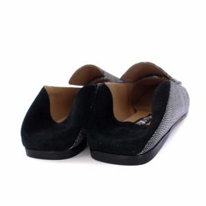 Sergio Rossi バブーシュ フラットシューズ スクエアトゥ ラメ バイカラー 36 23cm シルバー ブラック 黒