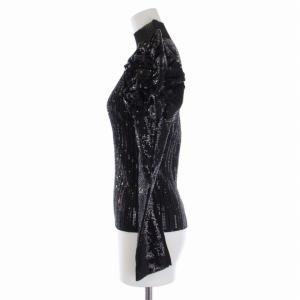 CELFORD 22AW スパンコール刺繍パフスリーブニットプルオーバー カットソー 長袖 ハイネック 38 M 黒 ブラック CWNT225061