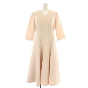 22AW ツイストワンピース ロング ミモレ フレア Vネック 七分袖 38 M ピンク CWFO224069