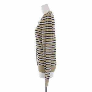 DOLCE&GABBANA ニットカーディガン 長袖 クルーネック ボーダー ラメ 38 S ベージュ 白 黒