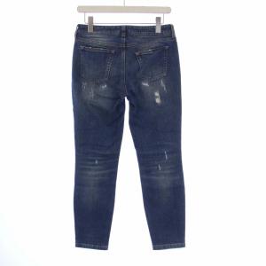 DOLCE&GABBANA DENIM デニムパンツ スキニージーンズ トランプ スパンコール ダメージ加工 リペア加工 38 S 青 ブルー