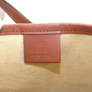 GUCCI GGスプリーム スター トートバッグ ハンドバッグ レザー PVC ベージュ 茶 ブラウン 309499