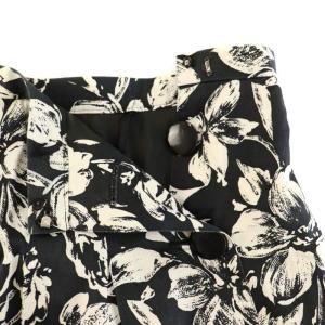 Leilian スカート ひざ丈 フレア 花柄 ヴィンテージ 11 L 黒 ブラック 白 ホワイト