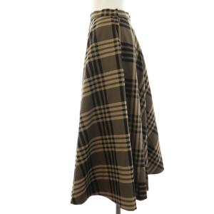 UNITED ARROWS フレアスカート ロング チェック柄 36 S ベージュ 黒 ブラック