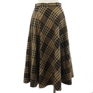 UNITED ARROWS フレアスカート ロング チェック柄 36 S ベージュ 黒 ブラック