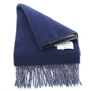 SHIPS マフラー ストール フリンジ カシミヤ 青 ブルー グレー タグ付き