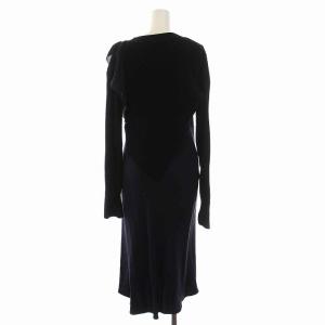 3.1 phillip lim ワンピース ロング リブニット 切替 シルク 長袖 10 M 紺 ネイビー 黒 ブラック P161-9499CDC