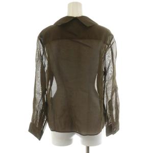 MARGARET HOWELL 22SS COTTON ORGANZA シアーシャツ ブラウス 長袖 1 S 茶 ブラウン 578-2253011
