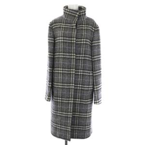 BURBERRY LONDON スタンドカラーコート ウール100％ チェック アウター ロング UK8 S グレー