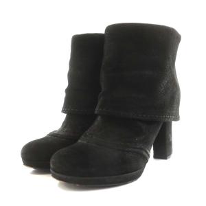 PRADA ショートブーツ ヒール レザー 35.5 22.5cm 黒 ブラック