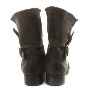 PRADA ショートブーツ チャンキーヒール レザー 35 22.0cm 茶 ブラウン