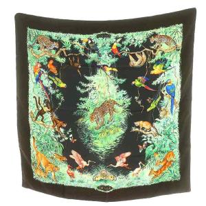 HERMES カレ90 EQUATEUR 赤道直下 スカーフ シルク ライトグリーン