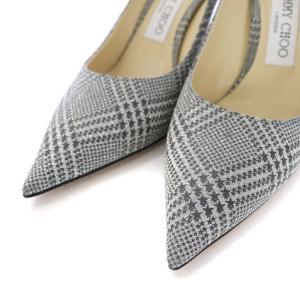 JIMMY CHOO LOVE85 パンプス ポインテッドトゥ チェック スター ラメ 35.5 22.5cm シルバー グレー