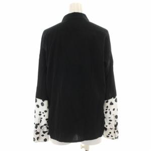 AKIRANAKA シャツ ブラウス ダルメシアン柄 切替 長袖 38 M 黒 ブラック 白 ホワイト