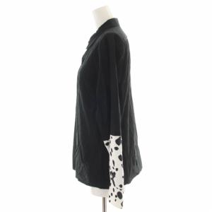 AKIRANAKA シャツ ブラウス ダルメシアン柄 切替 長袖 38 M 黒 ブラック 白 ホワイト